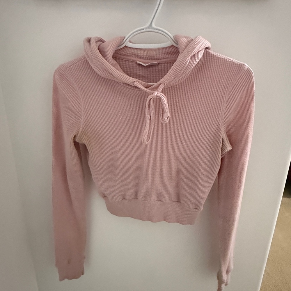 TNA Pink Waffle Knit Hoodie